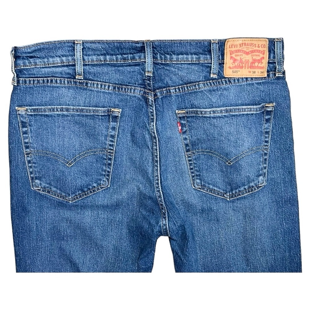 Levi’s 505 Jeans Men’s Size 38x34 Blue Straight - Picture 7 of 9